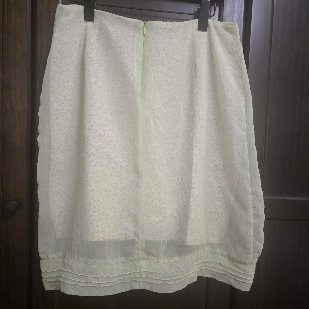 Vintage Apostrophe Sage Green Floral Layered Chiffon Midi Skirt Sz L 34 Waist - Picture 10 of 15
